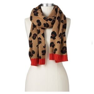 Juicy Couture Leopard Jacquard Muffler Scarf with Red Accent, One Size